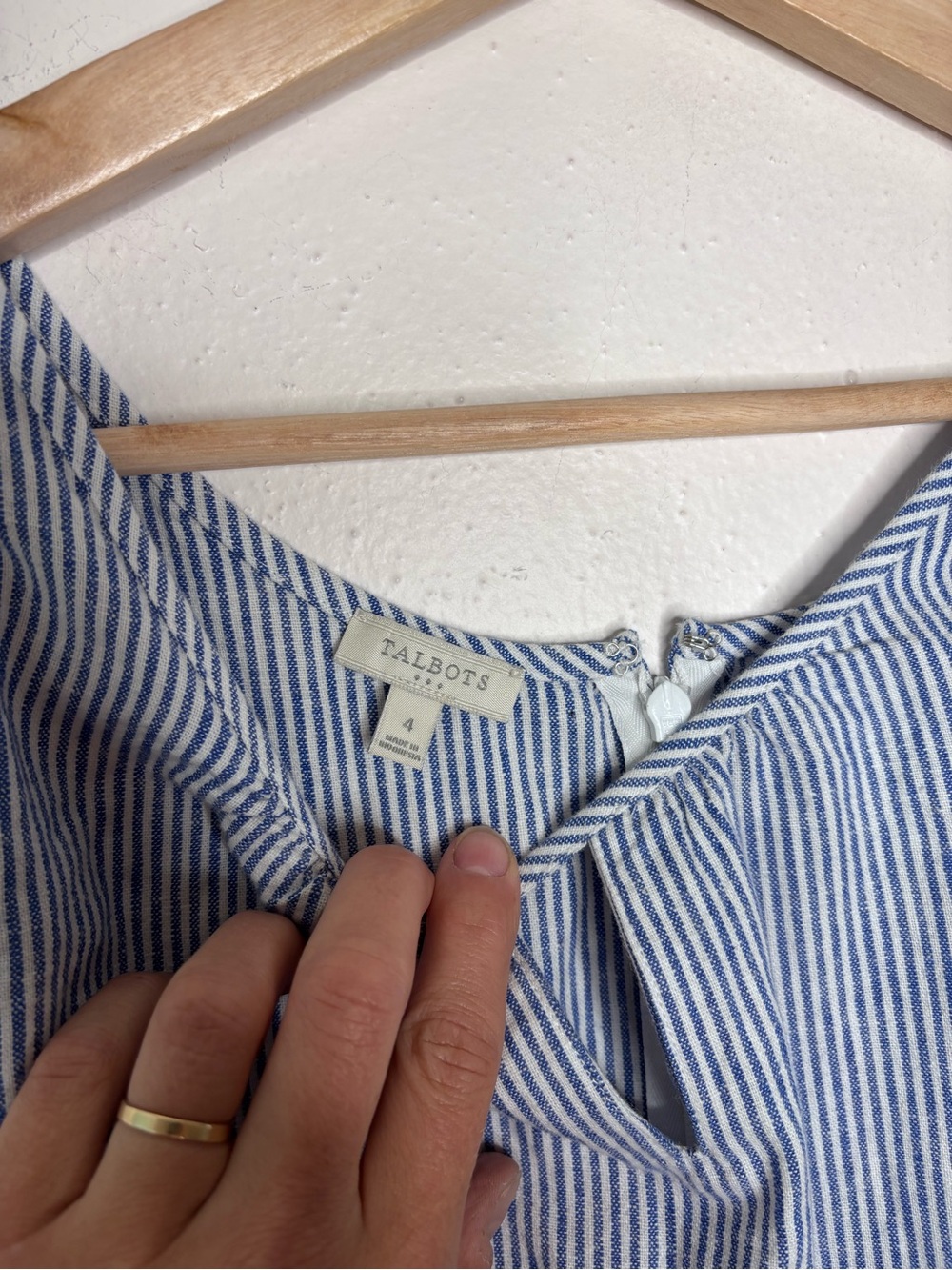 Talbots Blue White Stripe Linen Blend Sleeveless Midi Dress Size 4 EUC - Picture 5 of 11